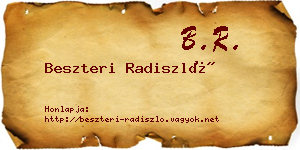 Beszteri Radiszló névjegykártya